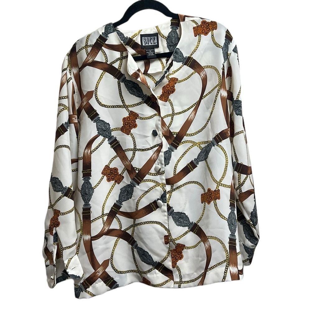 Vintage Equestrian Button Up Blouse